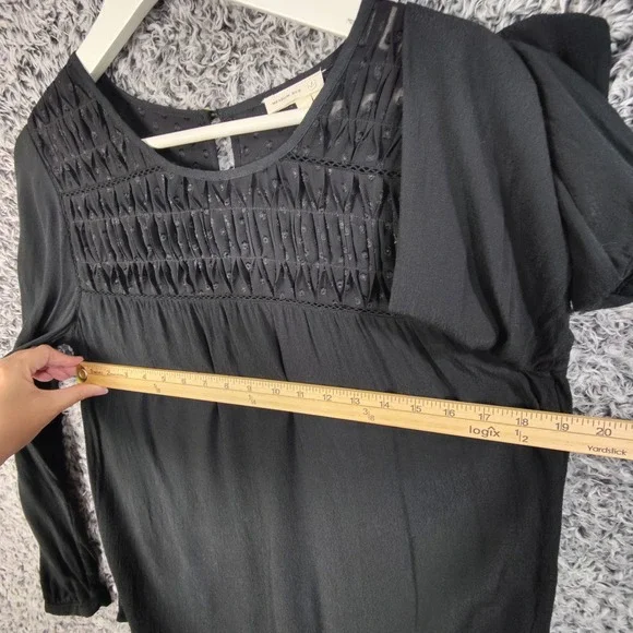 Meadow Rue Anthro Black Long Sleeve Witchy Coquette Goth Top Womens Medium Sheer - Picture 4 of 11